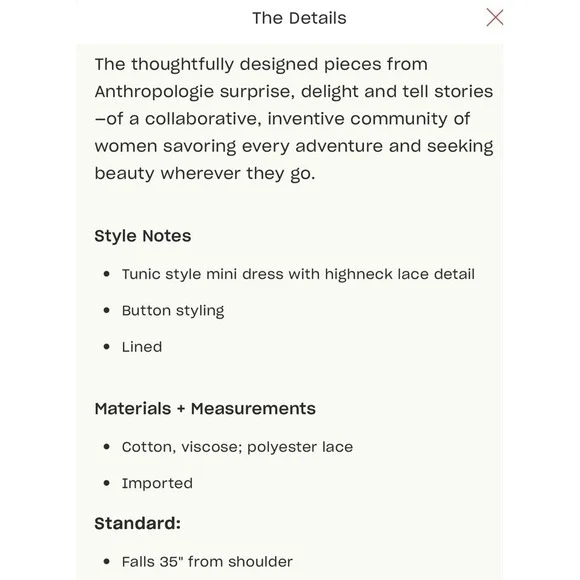 Anthropologie Lace Tunic Tonya Dress Size 2X Plus - Picture 9 of 15